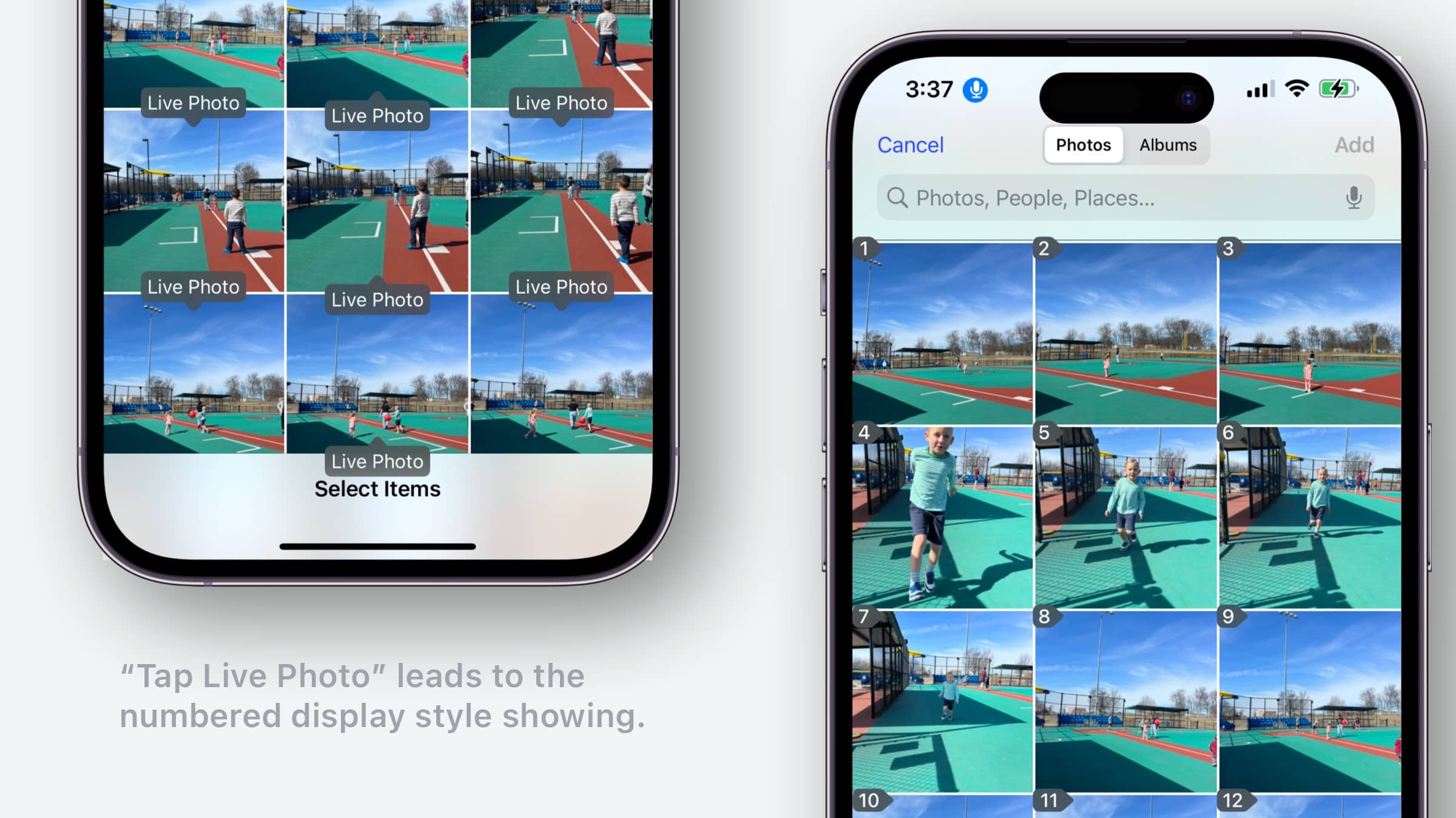 Voice Control showing in Photos on iOS.