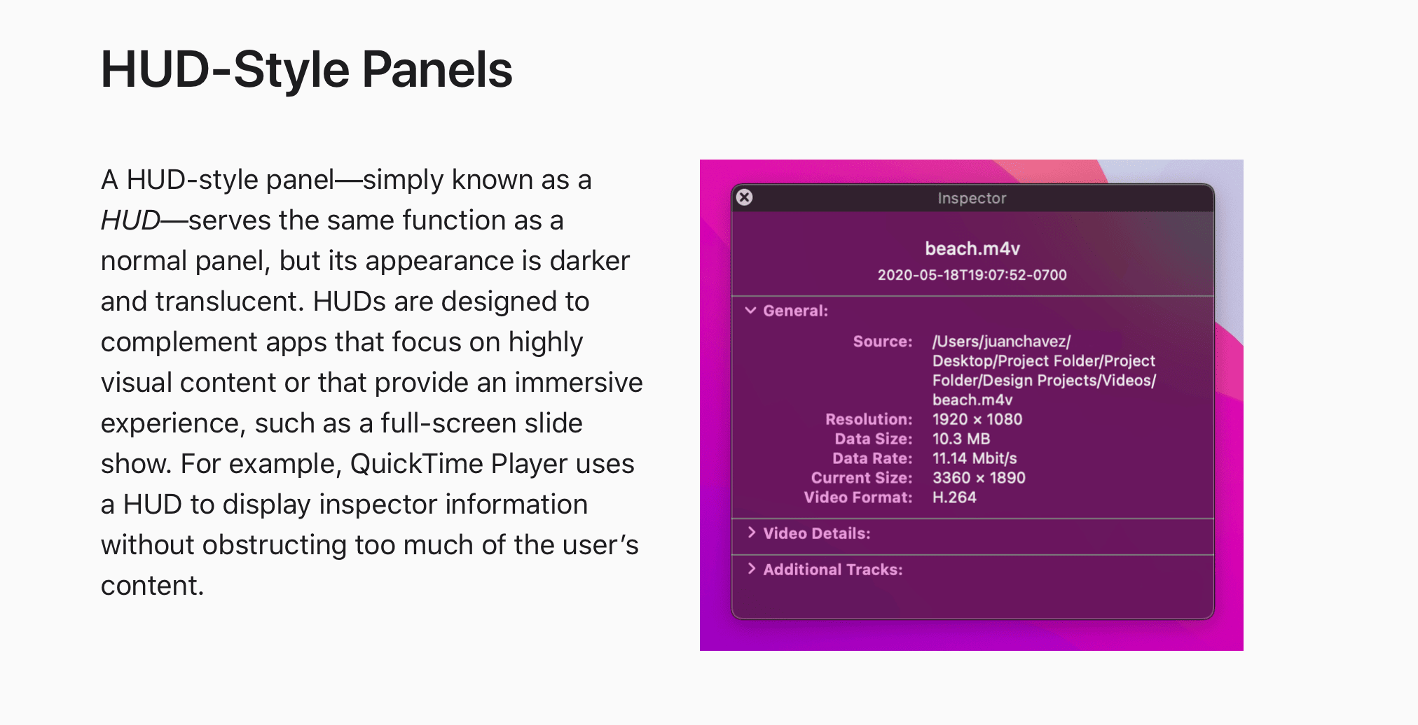 The Human Interface Guideline section about HUD-style panels.