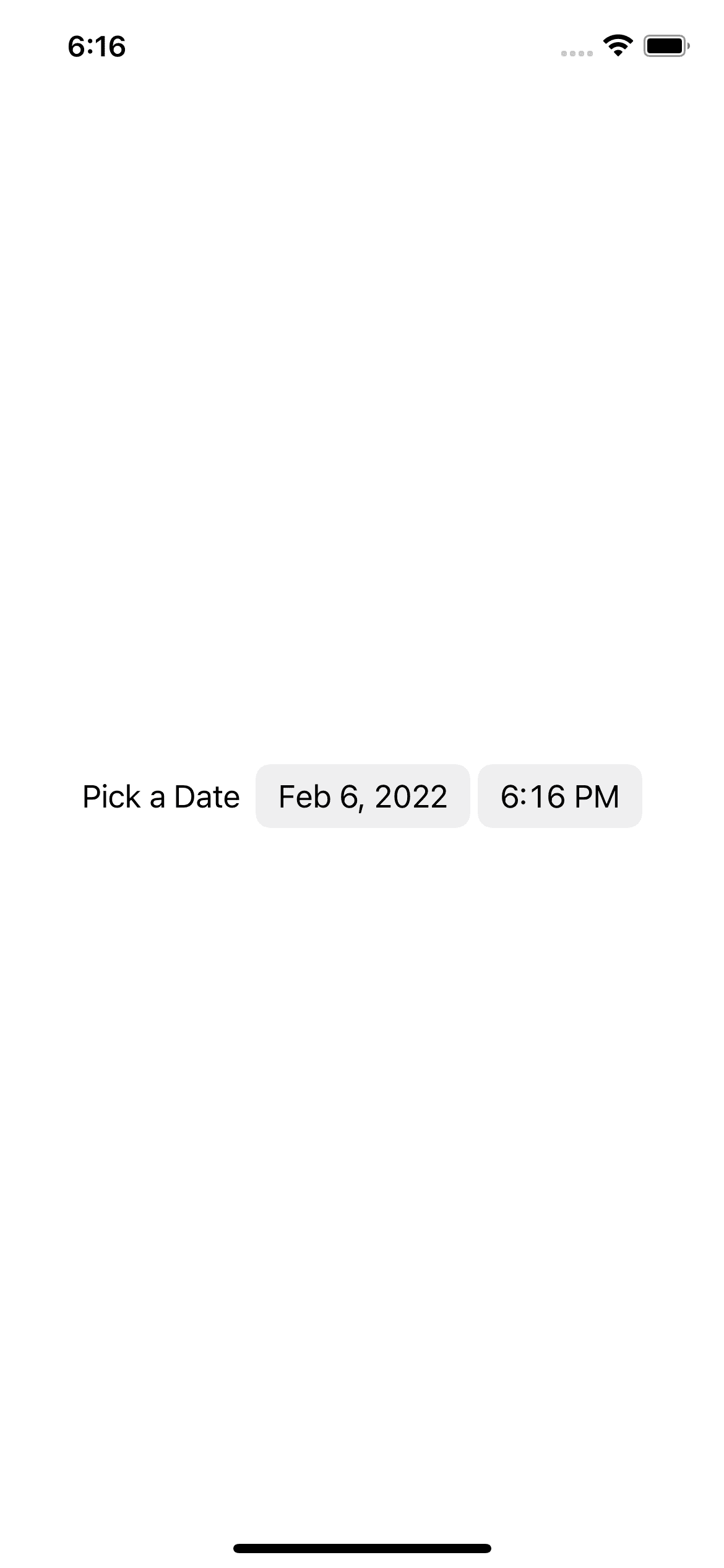 A DatePicker view in SwiftUI using fixed size.