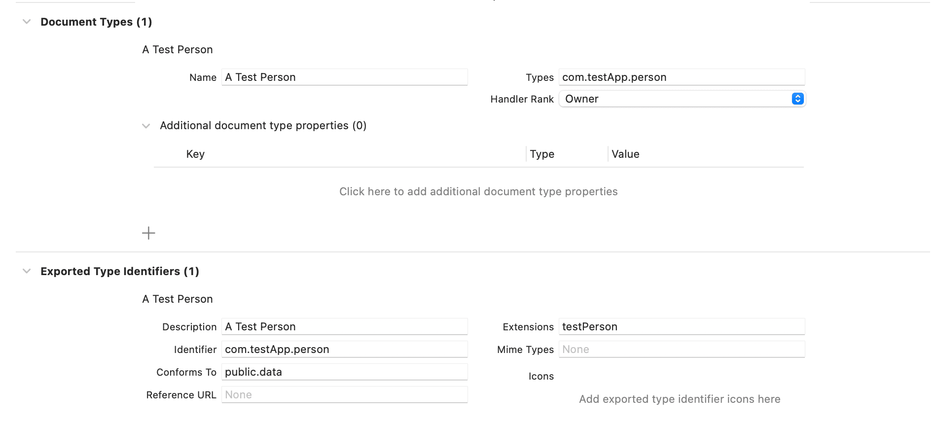 Setting up a new type in Xcode