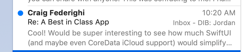 A screenshot of an email from Craig Fedeighi.