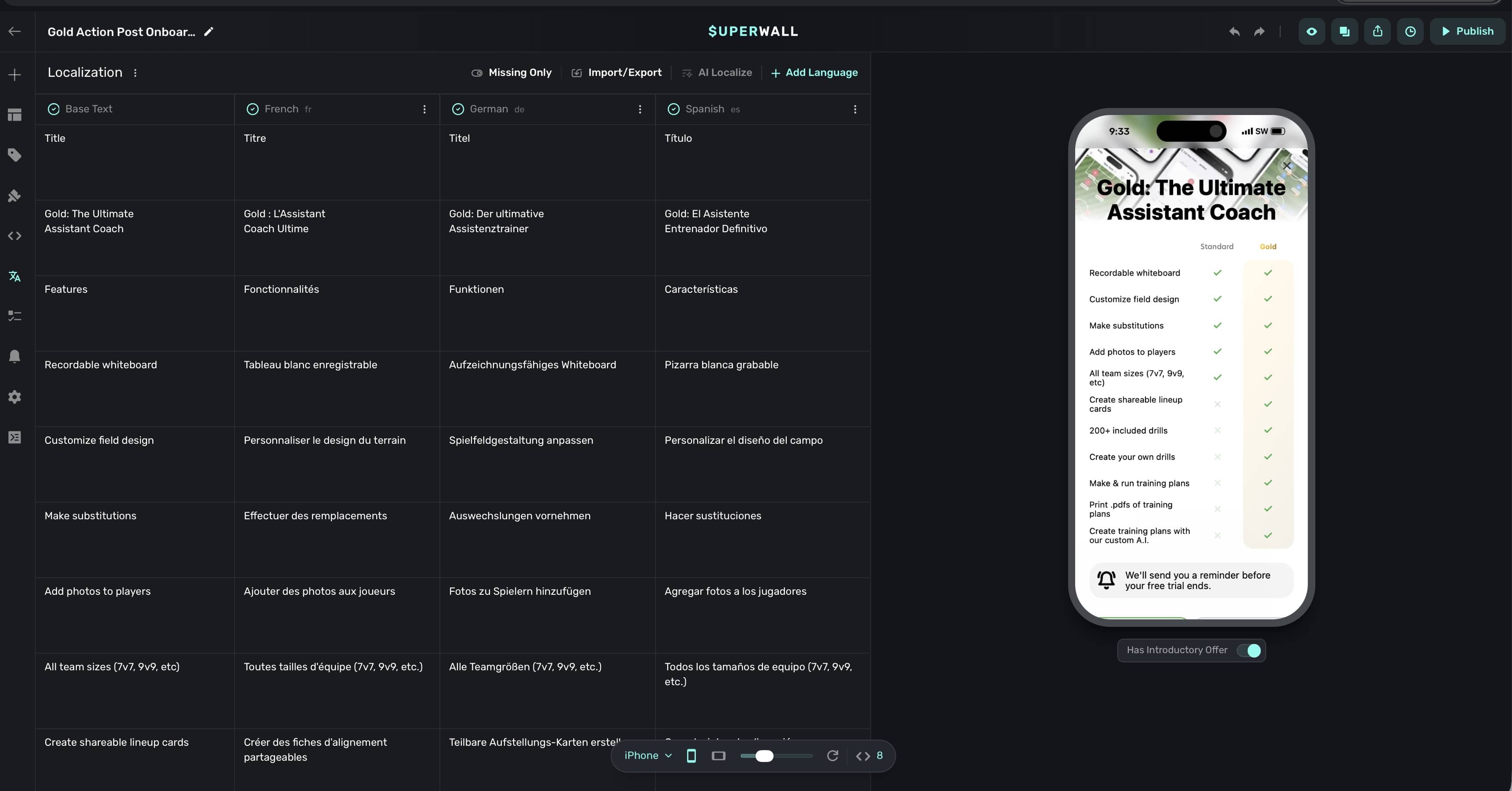 Translating paywalls in Superwall.