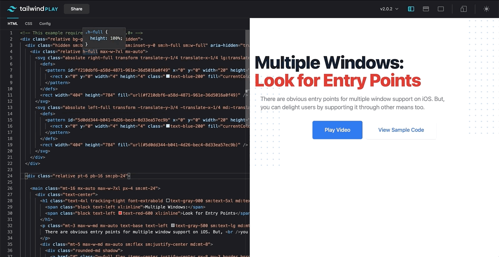 Tailwind Code Changes