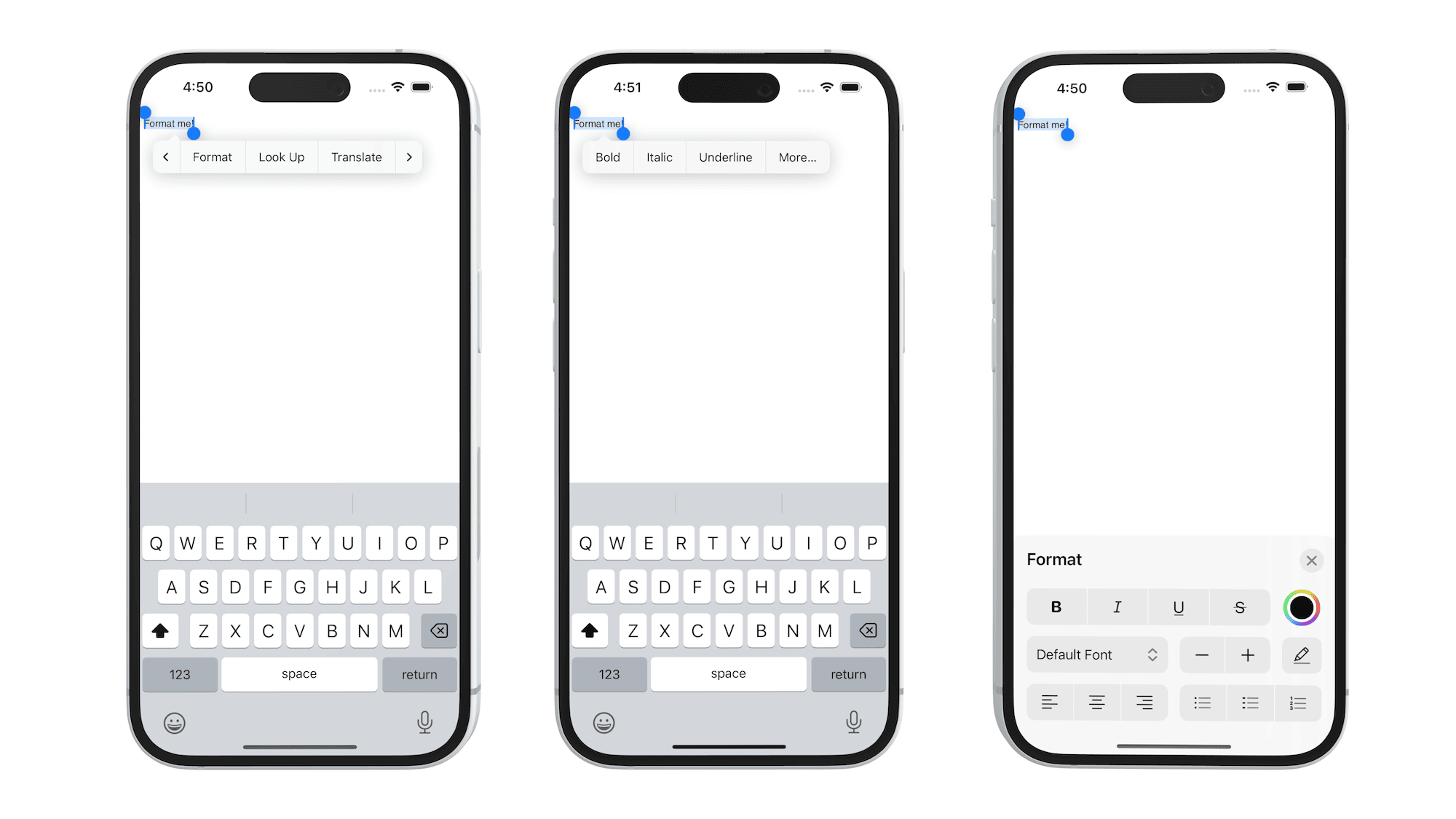 Custom text formatting in iOS 18.